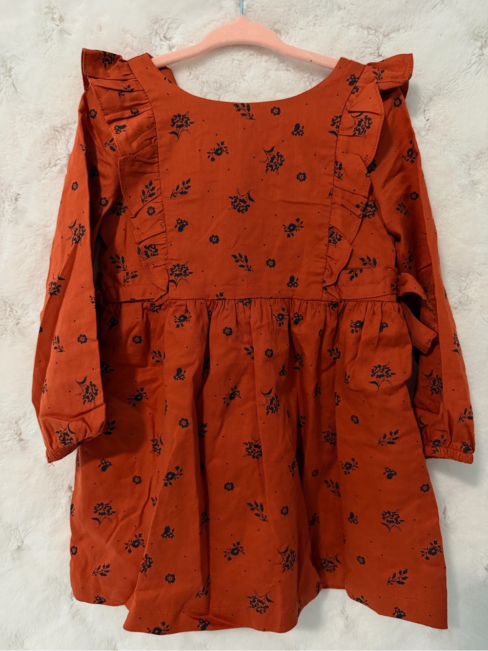 Just One You Carter’s Girls Floral Ruffle Dress Rust Orange Size 2T